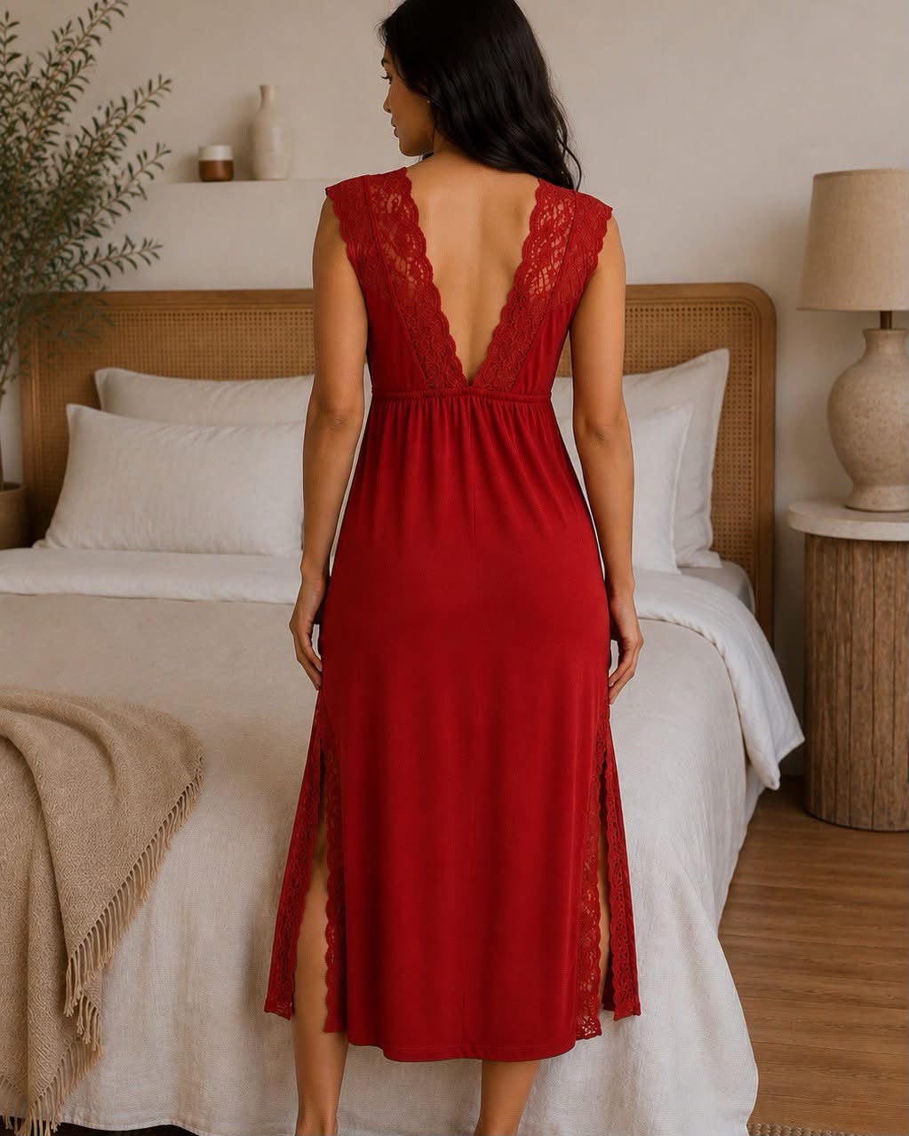 Women's Red Lace Nightdress