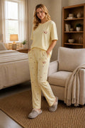 Women's Cream Cherry Print Pajama Set