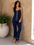 Women's Navy Blue Printed Pajama Set