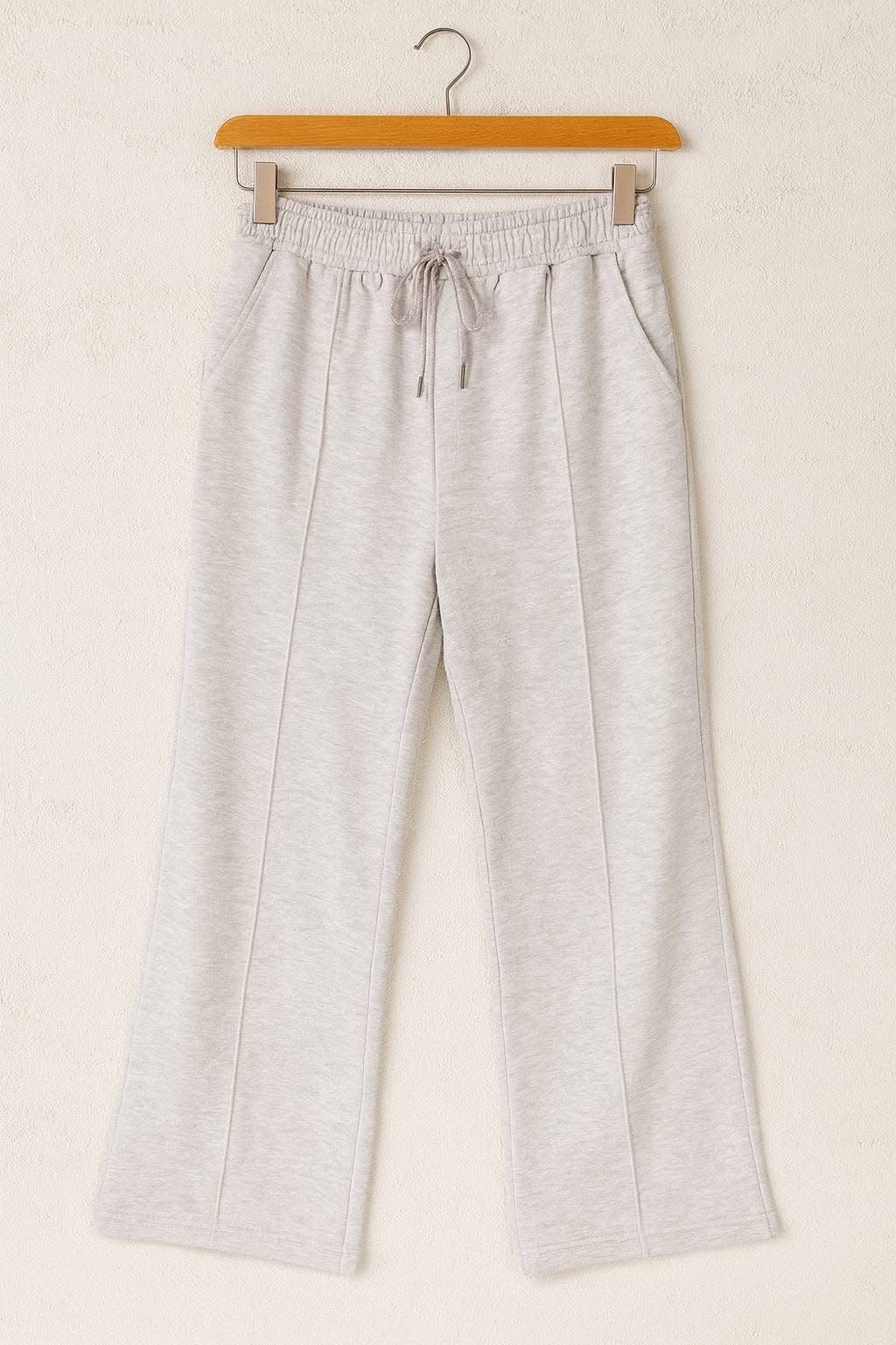 Women's Light Grey Cotton Summer Milton Wide-Leg Pants