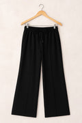Women's Black Cotton Summer Milton Wide-Leg Pants