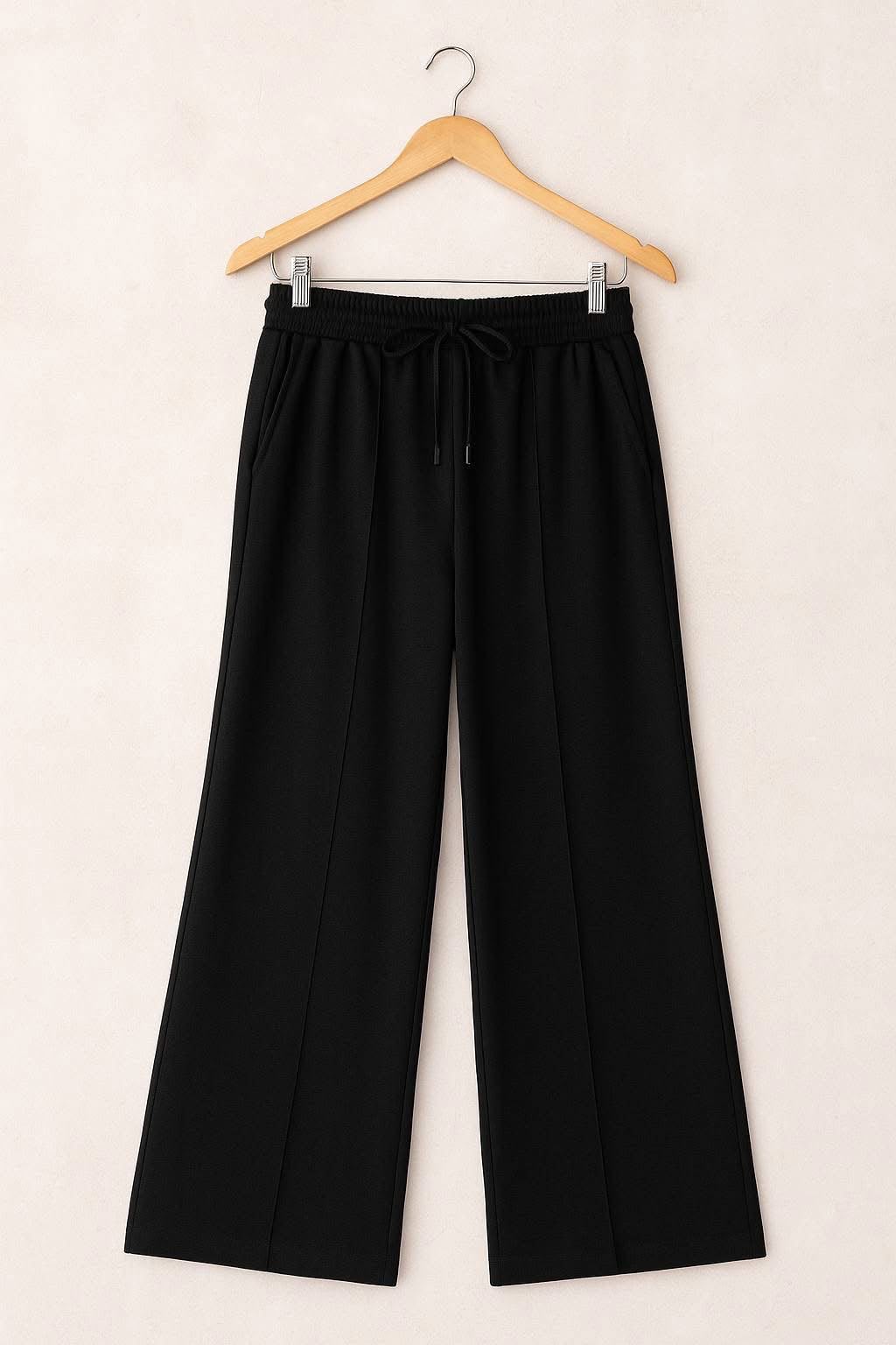 Women's Black Cotton Summer Milton Wide-Leg Pants