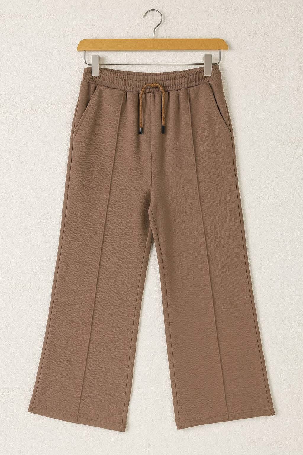 Women's Mocha Cotton Summer Milton Wide-Leg Pants