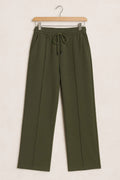 Women's Olive Green Cotton Summer Milton Wide-Leg Pants
