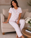Women's Floral Print Button-Up Pajama Set