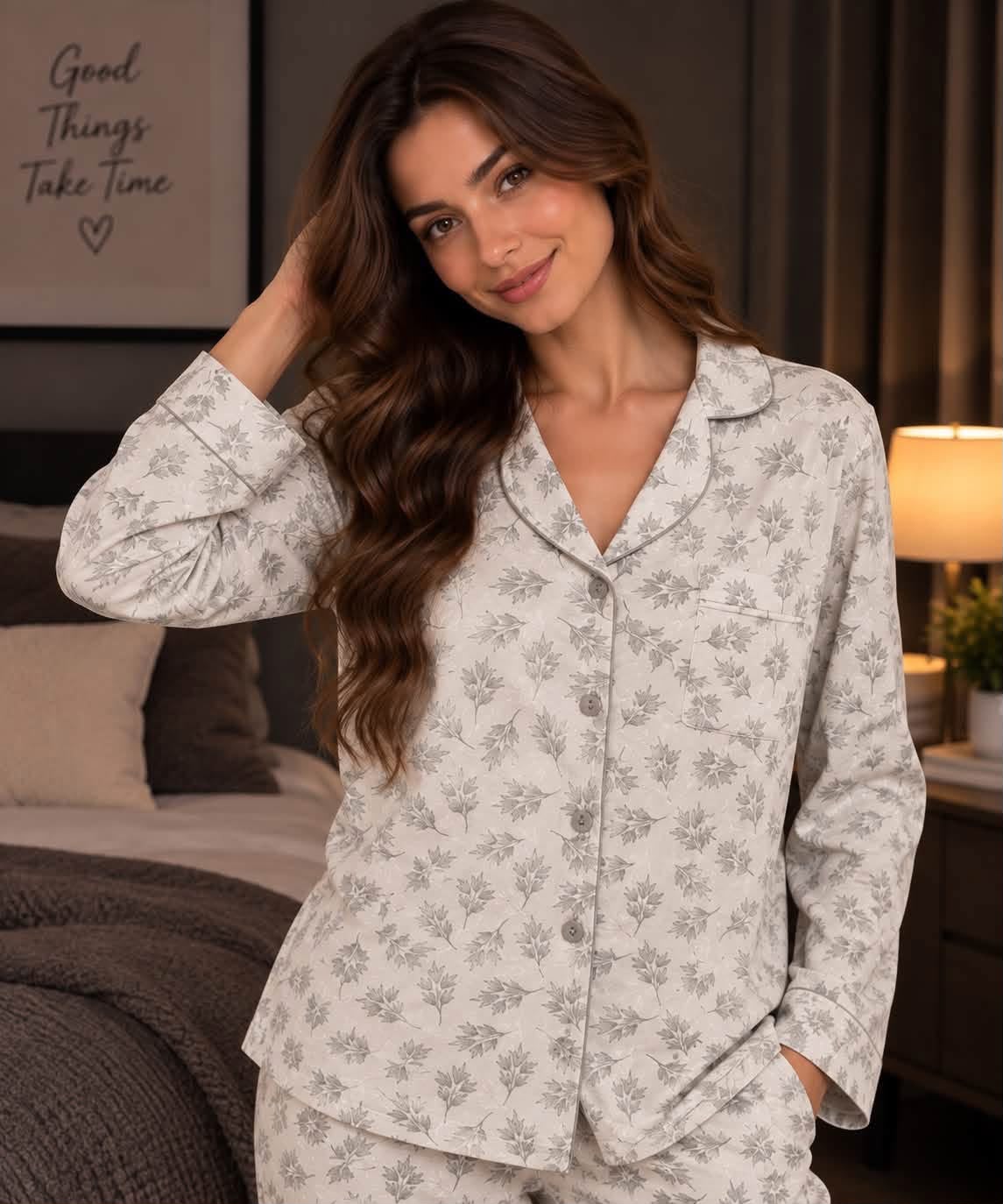 Women's Floral Print 2-Piece Pajama Set